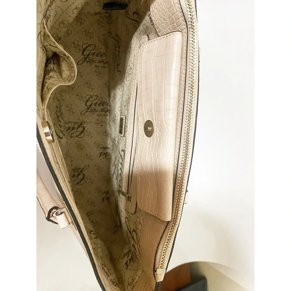GUESS Croco Faux Leather Texture Tote Bag - Picture 15 of 16